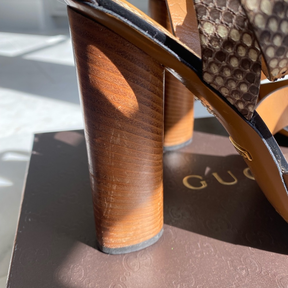 Gucci Python Ankle Wrap Heel Sandal - image 6